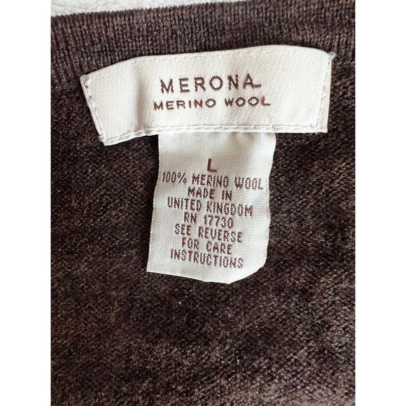 Unisex Trendy Merona Chocolate brown Merino Wool Sweater United Kingdom Sz- L - Picture 3 of 6
